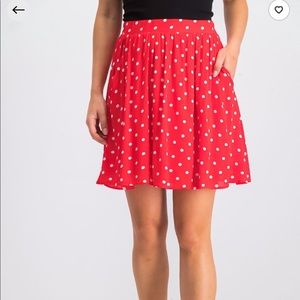 French Grey Polka Dot Skirt w/pockets